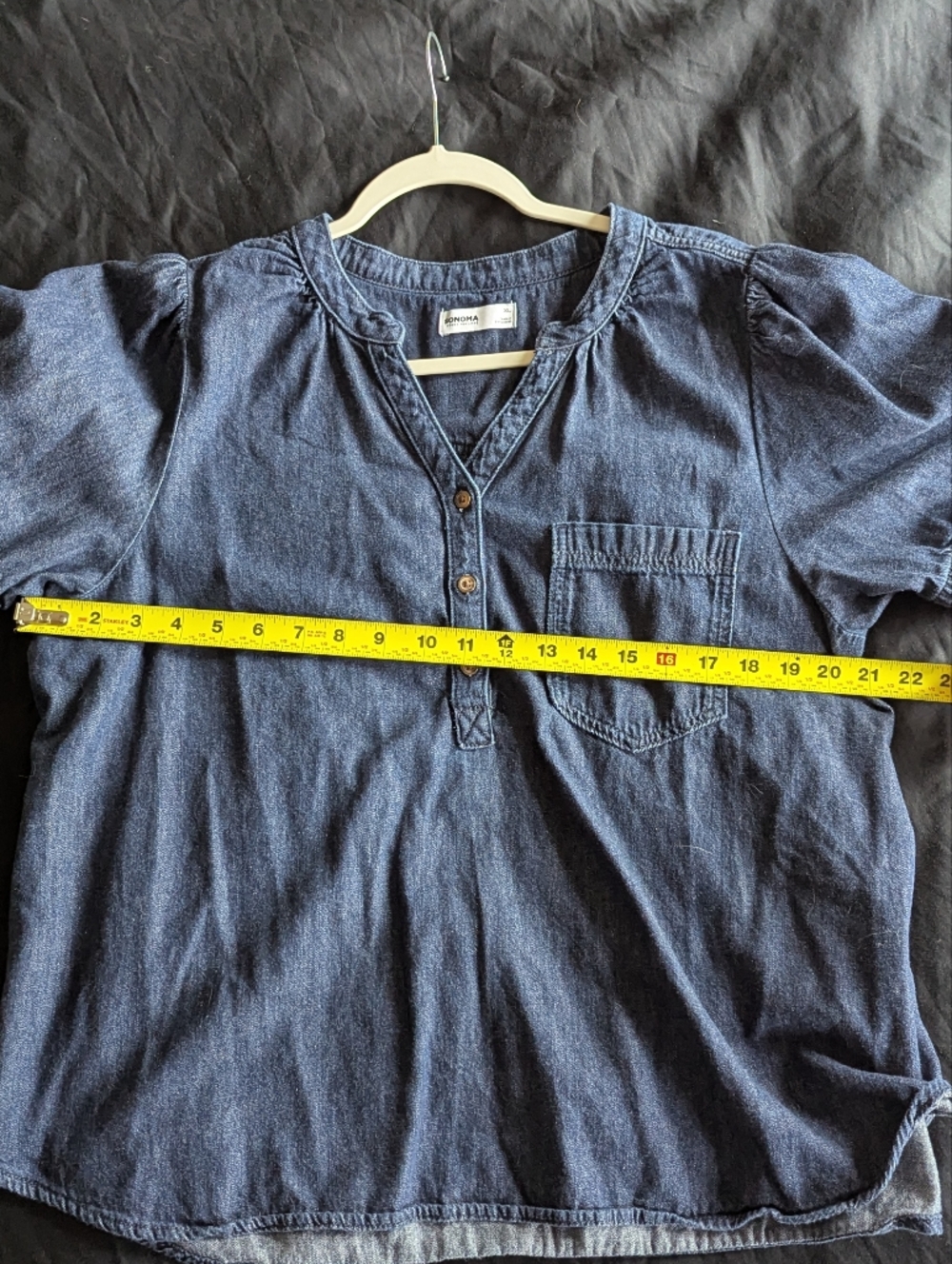 Sonoma Dark Indigo Denim Short Sleeve Henley Top - Picture 4 of 6